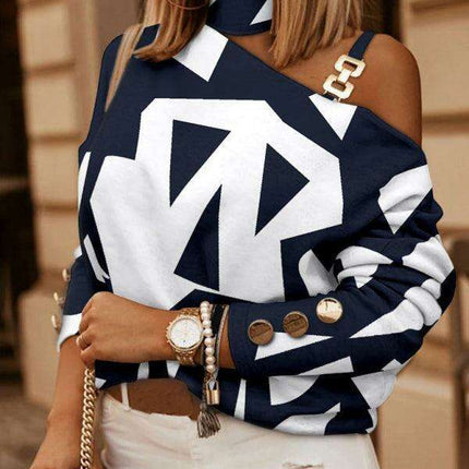Stylish Geometric Chain Neck Blouse