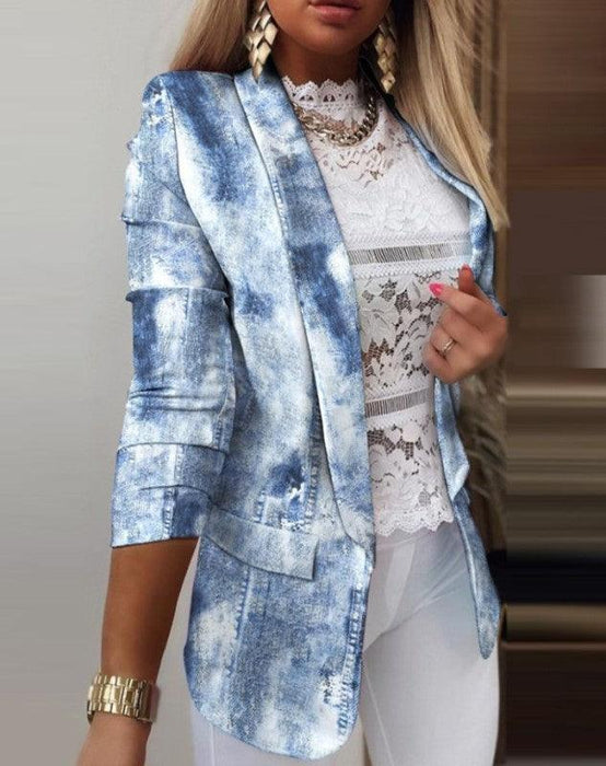 Chic Plaid Open Front Blazer Jacket for Women - Stylish Spring-Summer Essential