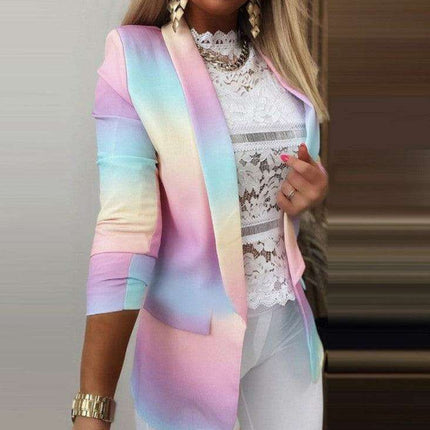 Chic Plaid Open Front Blazer Jacket for Women - Stylish Spring-Summer Essential