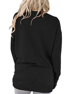 Women's Round Neck Batman Long Sleeve Pocket Solid Color Loose T-Shirt-kakaclo-Black-S-Très Elite