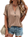 Jakoto | Women's stylish solid color button-up short-sleeve T-shirt for casual wear