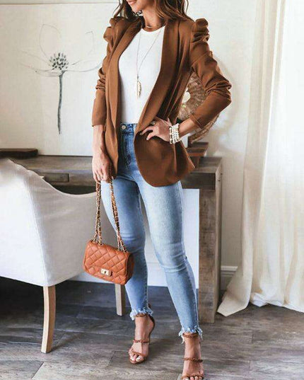 Chic Puff Sleeve Slim Suit for Effortless Day-to-Night Style