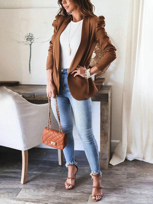 Chic Women's Puff Sleeve Suit for Stylish Day-to-Night Looks
