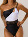 Sultry One-Shoulder Colorblock Swimsuit for Women