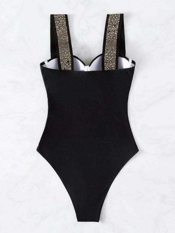 Glamorous Rhinestone-Studded Push-Up One-Piece Swimsuit
