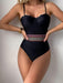 Sleek Black Shell Design One-Piece Swimsuit - Women's Stylish Swimwear