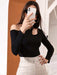 Off-Shoulder Hollow Out Long Sleeve Knit Top