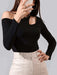Off-Shoulder Hollow Out Long Sleeve Knit Top