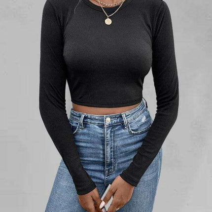 Stylish Color-Blocked Open Waist Knit Top - Essential for Women's Wardrobe