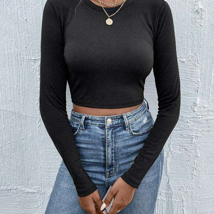 Stylish Color-Blocked Open Waist Knit Top - Essential for Women's Wardrobe