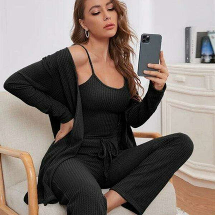 Cozy Elegance Women's Waffle Knit Lounge Set - Premium Comfort Wear