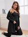 Cozy Women's Waffle Knit Lounge Set with Long Sleeve Top, Pants, and Robe