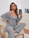 Women's Comfy Waffle Knit Lounge Wear Set with Long Sleeve Top, Pants, and Robe