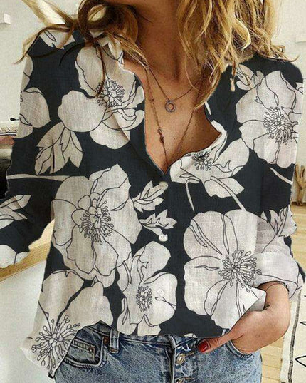 Stylish Women's Linen Long Sleeve Blouse - Effortlessly Chic Top