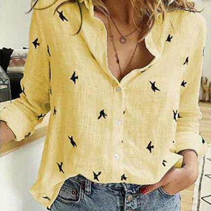 Stylish Women's Linen Long Sleeve Blouse - Effortlessly Chic Top