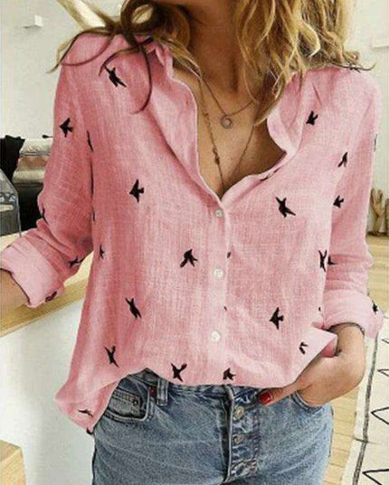 Stylish Women's Linen Long Sleeve Blouse - Effortlessly Chic Top