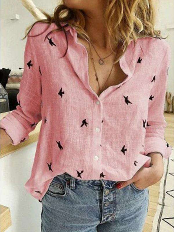 Stylish Women's Linen Long Sleeve Blouse - Effortlessly Chic Top