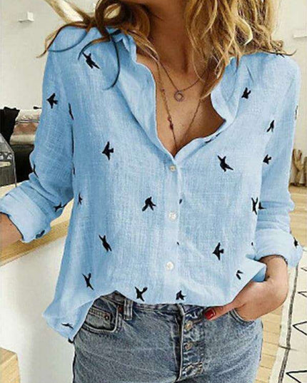 Stylish Women's Linen Long Sleeve Blouse - Effortlessly Chic Top