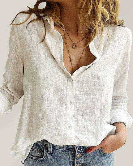 Stylish Women's Linen Long Sleeve Blouse - Effortlessly Chic Top