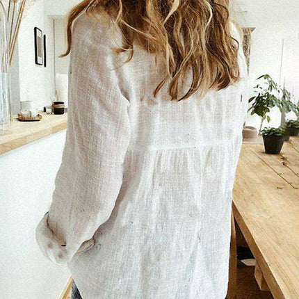 Stylish Women's Linen Long Sleeve Blouse - Effortlessly Chic Top