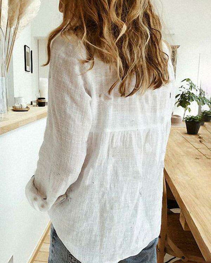 Stylish Women's Linen Long Sleeve Blouse - Effortlessly Chic Top