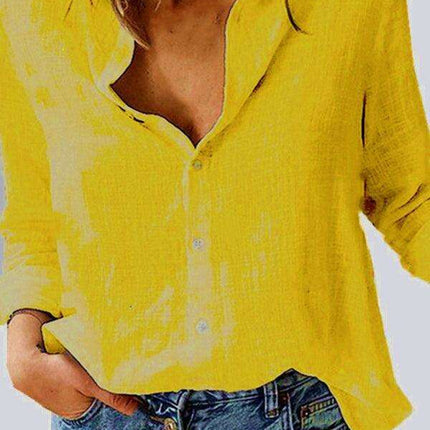 Stylish Women's Linen Long Sleeve Blouse - Effortlessly Chic Top