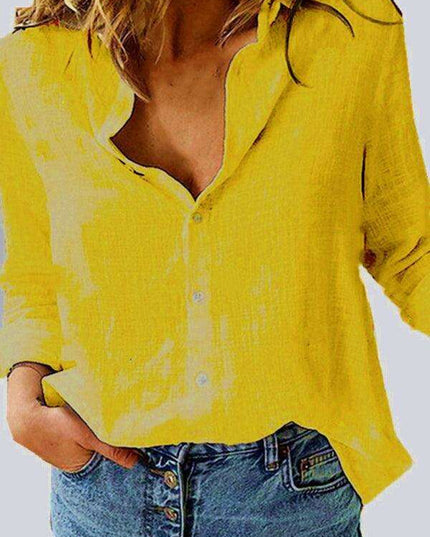 Stylish Women's Linen Long Sleeve Blouse - Effortlessly Chic Top