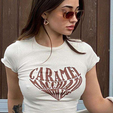 Bold Heart Print Crop Tee - Trendy Women's Graphic Top