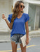 Vibrant V-Neck Top with Dual Frill Sleeves