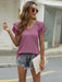 Vibrant V-Neck Top with Dual Frill Sleeves