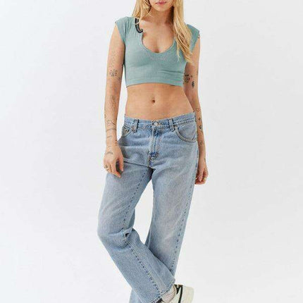 Chic Lace-Up V-Neck Crop Top with Colorful Sleeve Accents