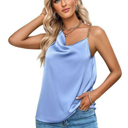 Chic Asymmetrical Chain Strap Top for Sophisticated Nights