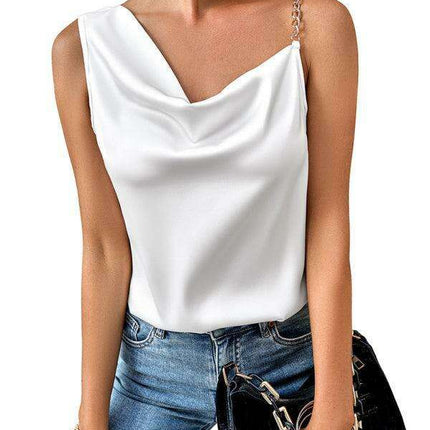 Chic Asymmetrical Chain Strap Top for Sophisticated Nights