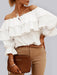 Elegant Off-Shoulder Blouse with Double Ruffle Sleeves - Stylish and Lightweight