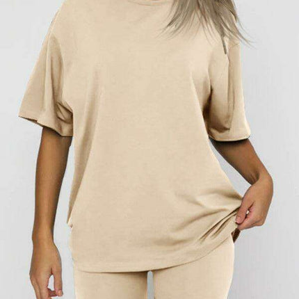 Chic Solid Color Women's Two-Piece Set with Shorts for Casual Elegance