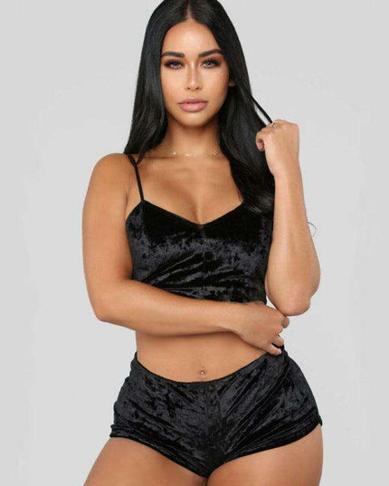 Jakoto Luxe Velvet V-neck Lingerie Ensemble