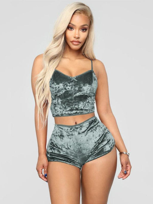 Jakoto Luxe Velvet V-neck Lingerie Ensemble