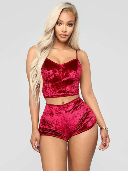 Luxurious Velvet V-neck Intimate Apparel Set