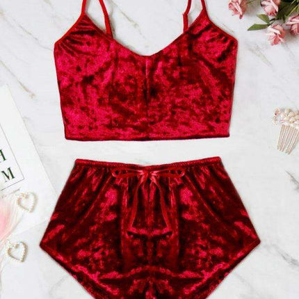 Jakoto Luxe Velvet V-neck Lingerie Ensemble