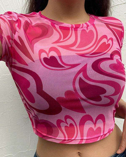 Whimsical Heart Swirl Sheer Crop Top - The Ultimate Summer Essential
