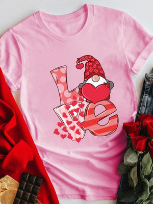 Women's Plus Size Graphic Print Love Short Sleeve T-shirt-kakaclo-Pink-S-Très Elite