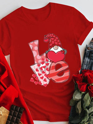 Women's Plus Size Graphic Print Love Short Sleeve T-shirt-kakaclo-Red-S-Très Elite