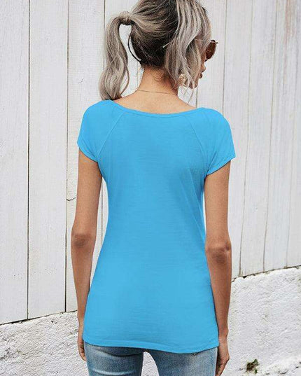 Elegant Lace Detail Short Sleeve Blouse for Women