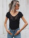 Elegant Lace-Trimmed Women's Short Sleeve Top