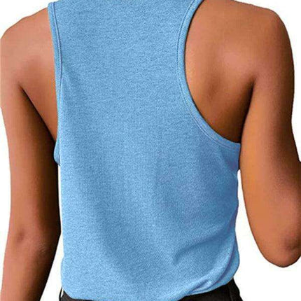 Jakoto Women's Stylish Snap Button Sleeveless Tank Top - Casual Solid Color Blouse