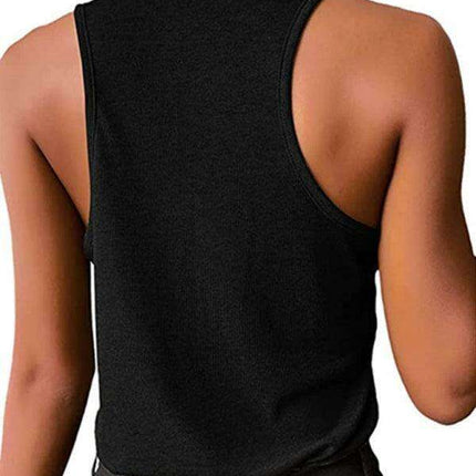 Jakoto Women's Stylish Snap Button Sleeveless Tank Top - Casual Solid Color Blouse