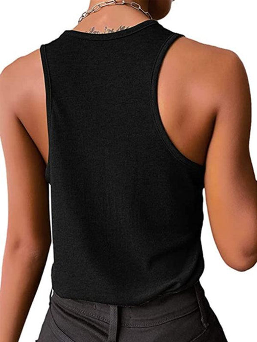Jakoto Women's Snap Button Tank Top - Chic Solid Sleeveless Casual Blouse