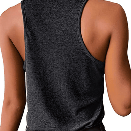 Jakoto Women's Stylish Snap Button Sleeveless Tank Top - Casual Solid Color Blouse