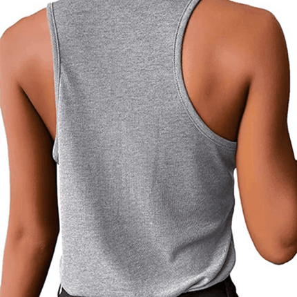 Jakoto Women's Stylish Snap Button Sleeveless Tank Top - Casual Solid Color Blouse