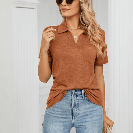 Chambray-Trimmed Short Sleeve Polo for Men